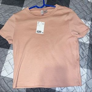 h&m divided pink ribbed shirt